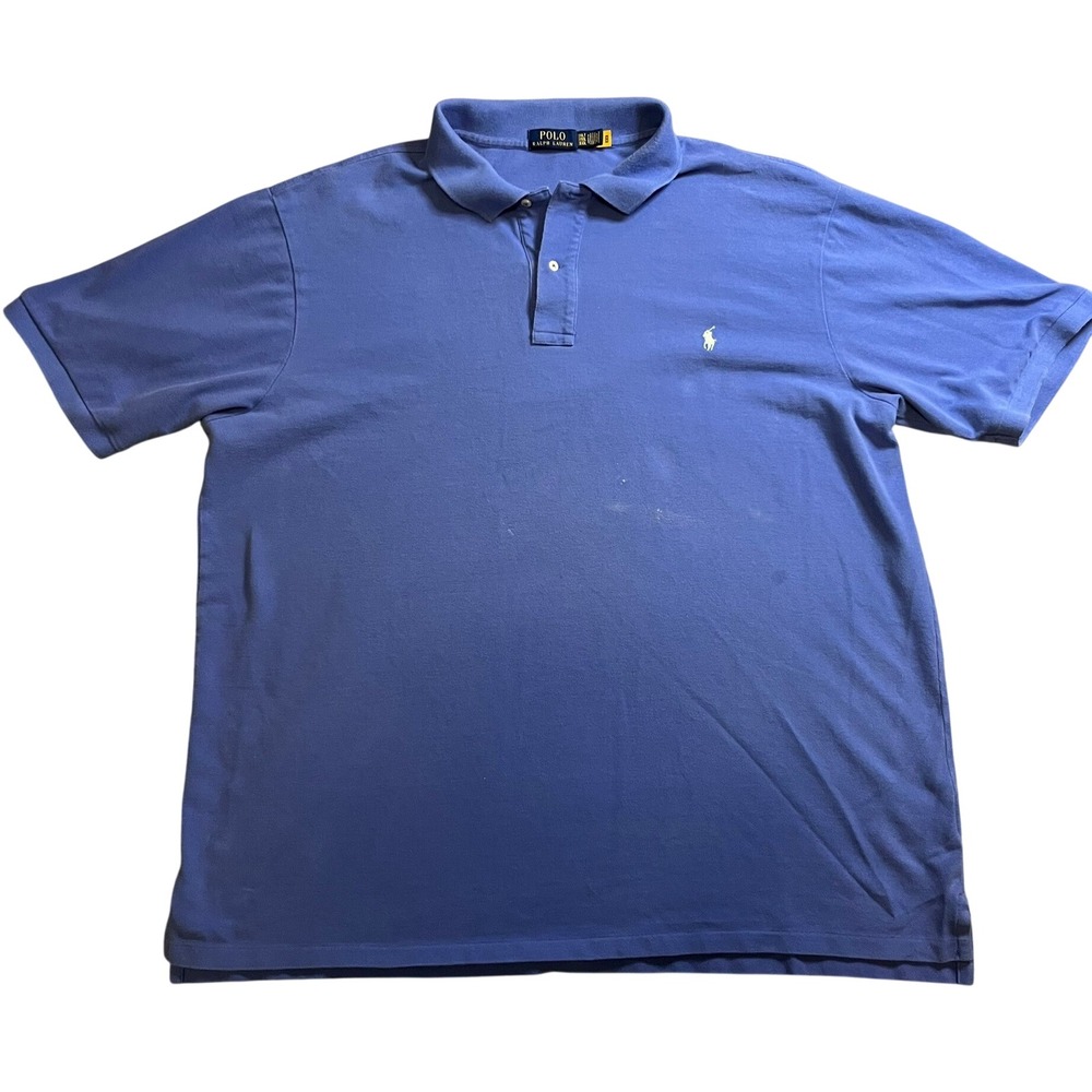 Polo Ralph Lauren Mens 3XLT Blue Pony Logo Cotton Mesh‎  Polo Shirt Preppy Golf